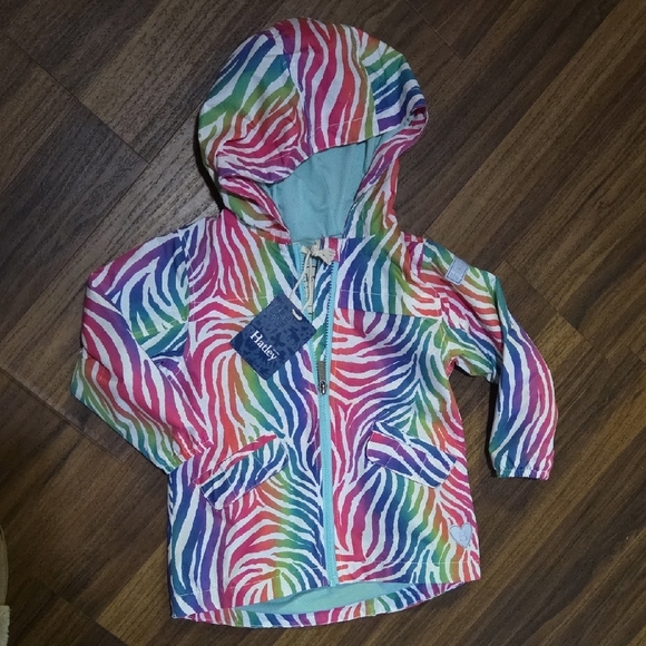 NWT Hatley Zebra Microfibre Rain Jacket Girls Size 4 - Picture 1 of 2